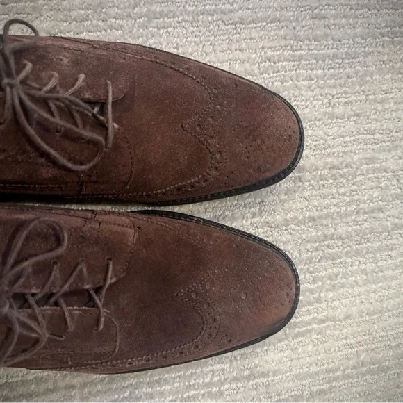 J. Crew Brown Suede Wingtip Oxfords - Picture 4 of 7